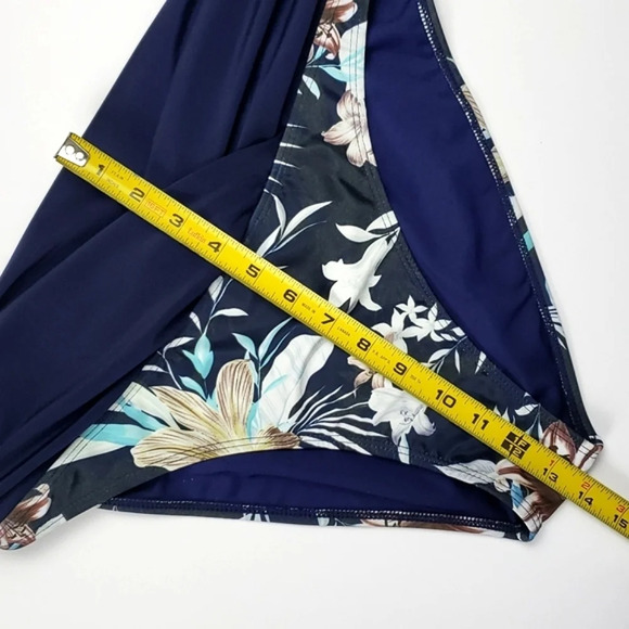 Quint Soul Exuma Navy  Floral Mid & Hi Rise Bikini Bottom Full Rear Size XL - Picture 14 of 15